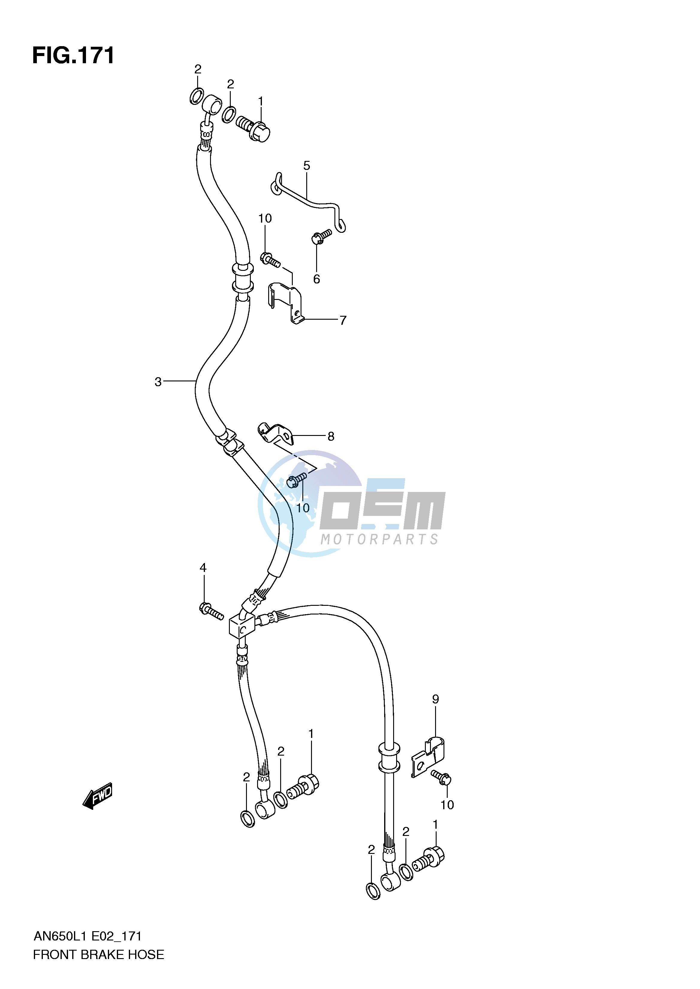 FRONT BRAKE HOSE (AN650L1 E19)