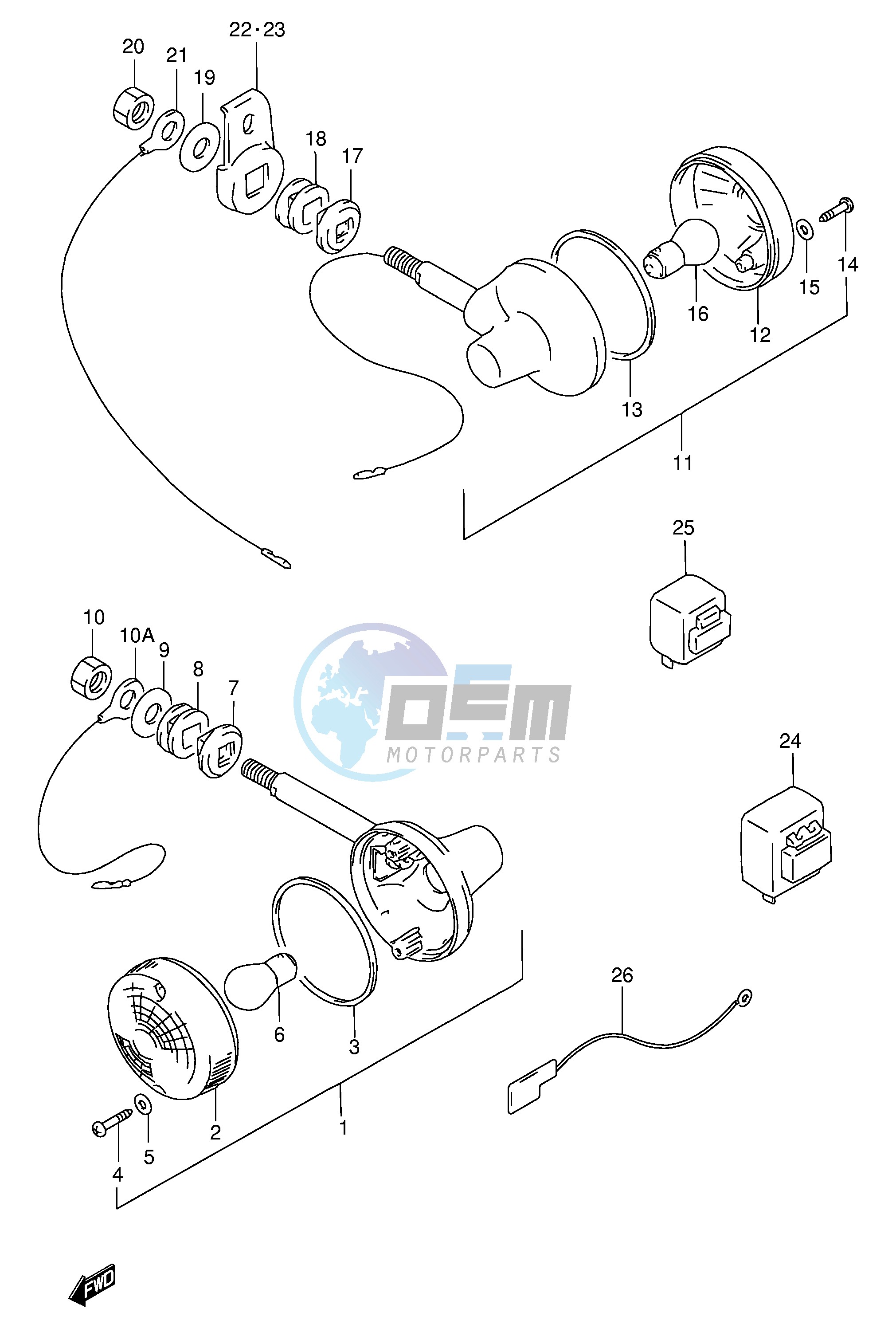 TURN SIGNAL LAMP (MODEL T W X E2,E4,E22,E24,E34,E71)