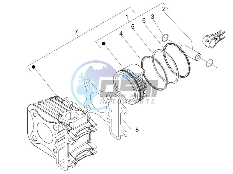 Cylinder - piston - wrist pin unit