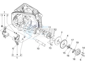 Liberty 125 4t ptt e3 (F) France drawing Camshaft - Rocking levers support unit