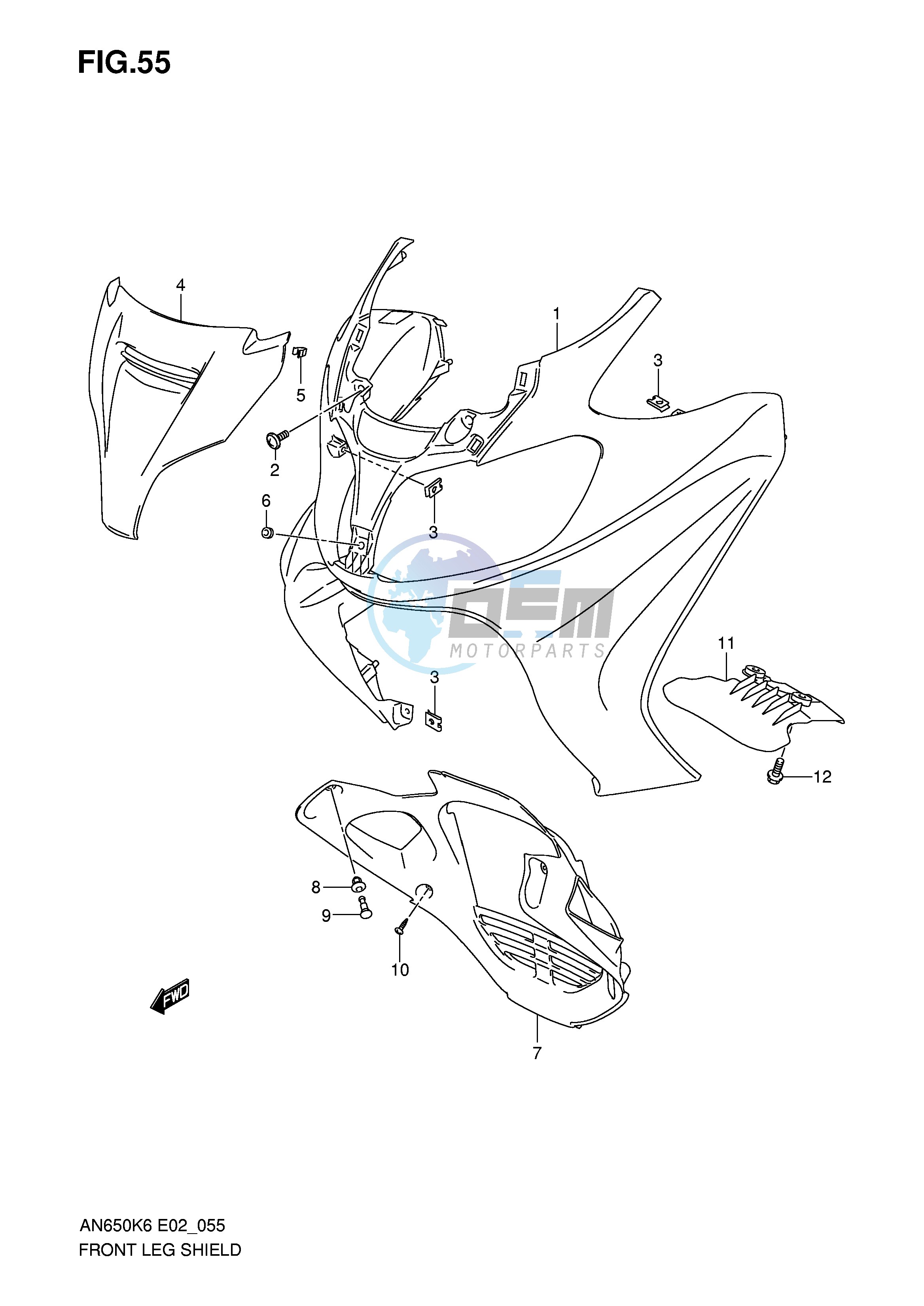 FRONT LEG SHIELD (AN650AK6 K7)