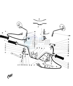 W1 W2 TT SS [COMMANDER) (TT-SS ) 650 [COMMANDER) drawing HANDLEBAR -- EARLY PRODUCTION- -