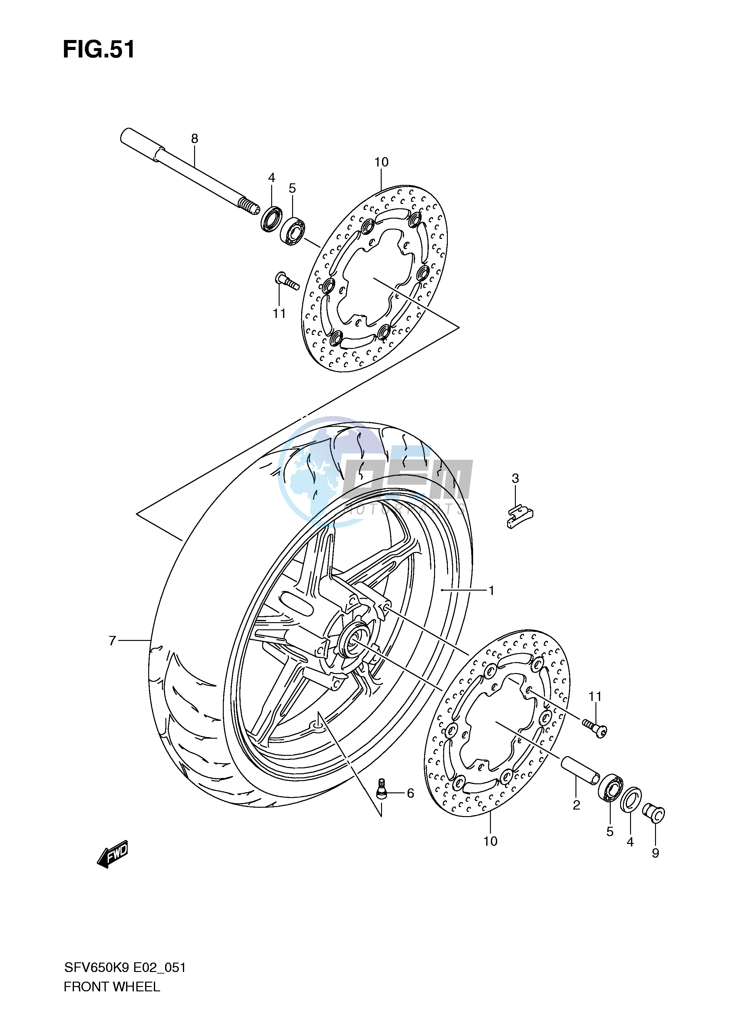 FRONT WHEEL (SFV650K9 UK9 L0 UL0)