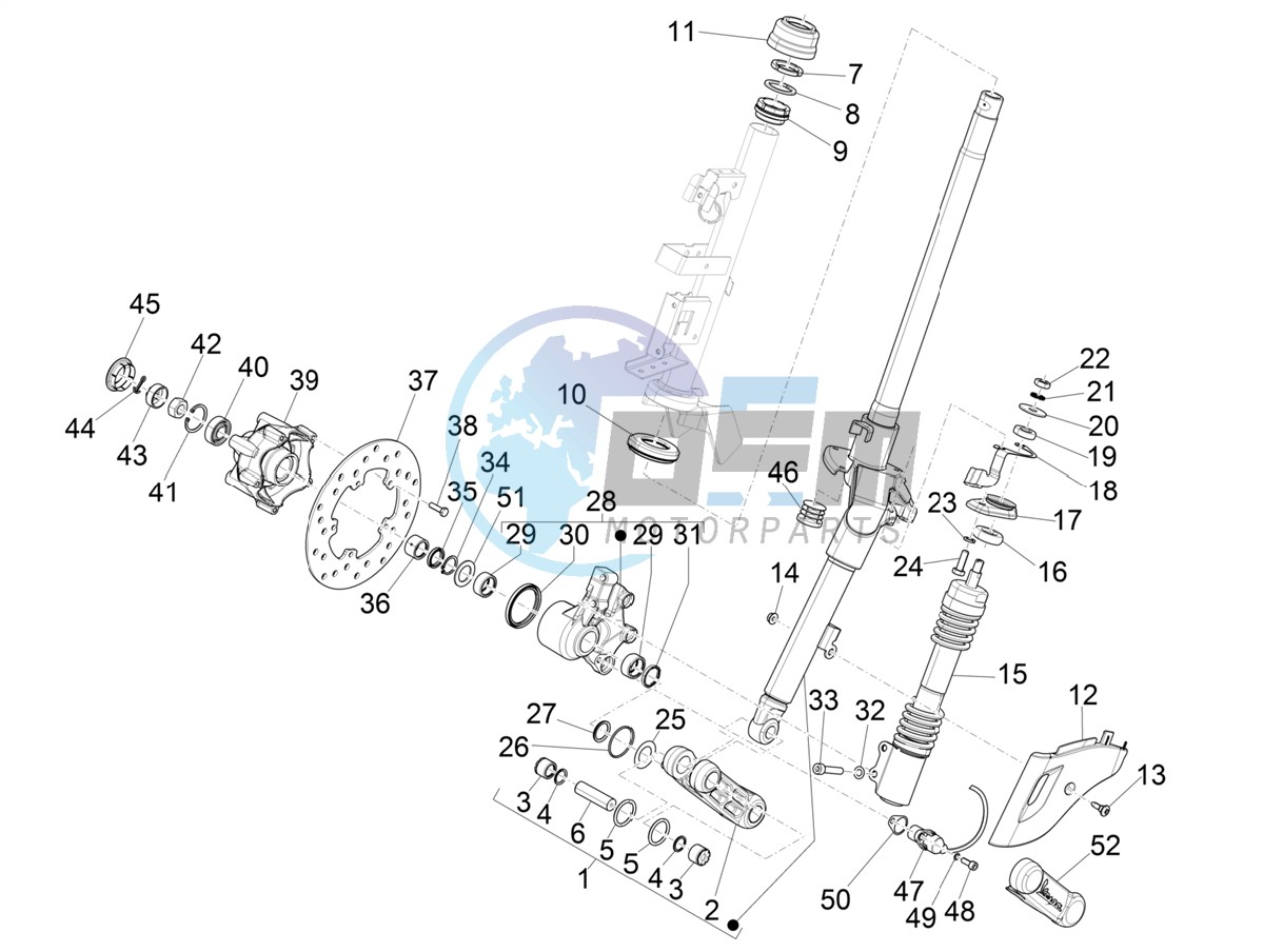 Fork/steering tube - Steering bearing unit