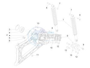 MP3 500 Sport Business ABS E3-E4 (NAFTA) drawing Rear suspension - Shock absorber/s