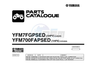 YFM700FWAD YFM7FGPSED GRIZZLY 700 EPS SPECIAL EDITION (1HPV 1HPX) drawing .1-Front-Page