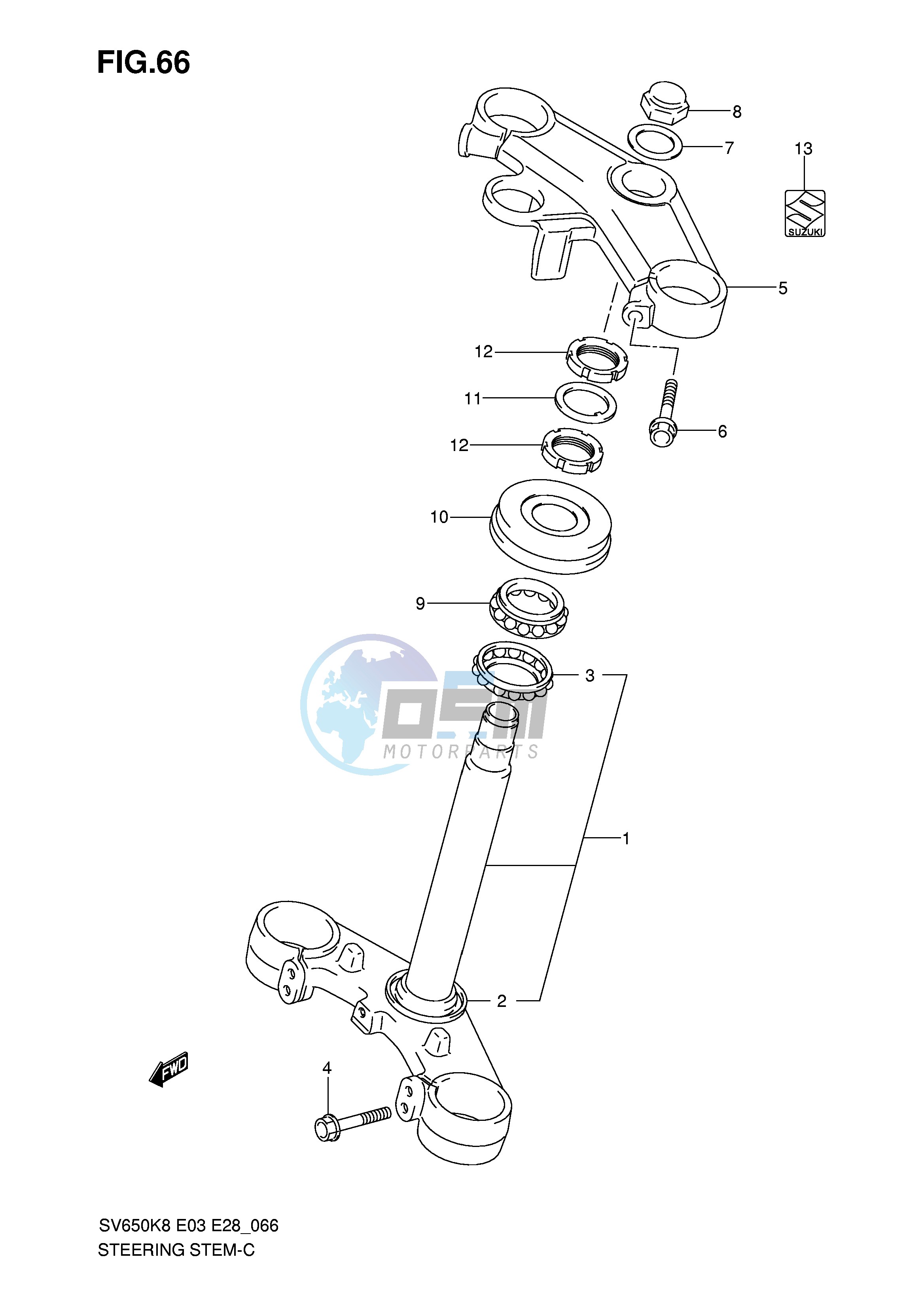 STEERING STEM (SV650SK8 SAK8 SK9 SAK9 SL0 SAL0)