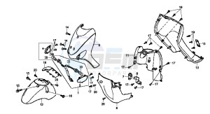 MEGALO 125 drawing FRONT COWL / FRONT FENDER / REAR COWL