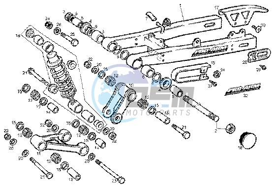 Rear damper-swinging arm