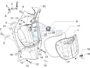 Liberty 125 4t ptt (I) Italy drawing Front glove-box - Knee-guard panel