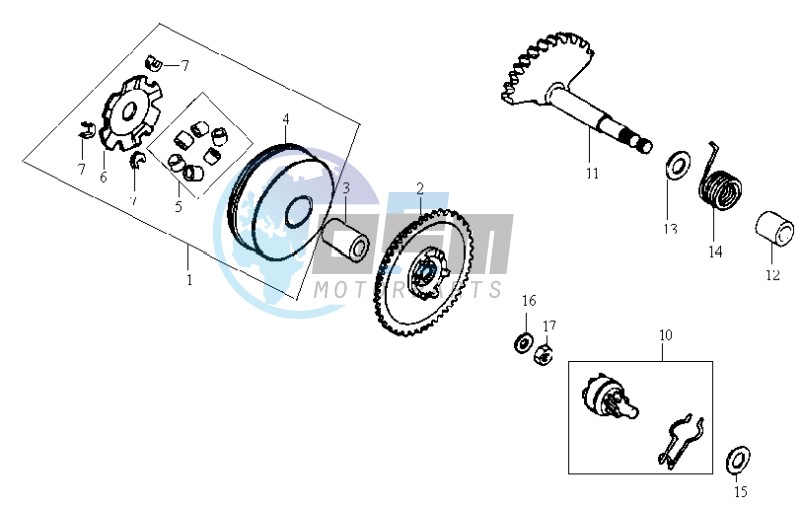 DRIVE PULLEY - GEARED SHAFT