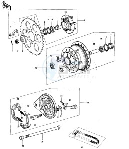 KX 125 (-A) drawing REAR HUB_BRAKE_CHAIN -- 74-76 KX125_A_A3- -