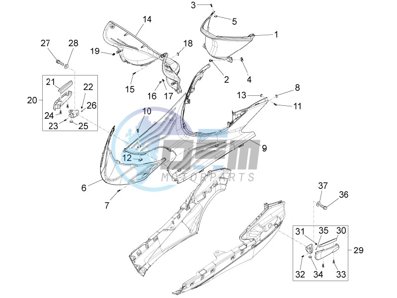 Central cover - Footrests