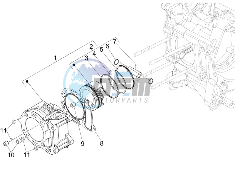 Cylinder-piston-wrist pin unit