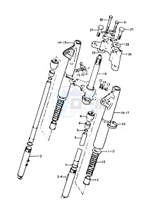 A100 (K-L-M-N-4) drawing FRONT FORK (A100-4,K,L,M)