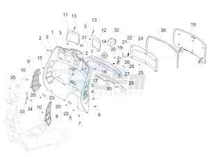 GTS Super 150 ie 4T 3V (APAC) (Au, Ex, Jp, Ri, T, V) drawing Front glove-box - Knee-guard panel