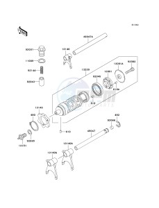 EX 250 F [NINJA 250R] (6F-7F) F7F drawing GEAR CHANGE DRUM_SHIFT FORK-- S- -