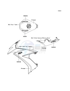 NINJA ZX-10R ZX1000E8F FR GB XX (EU ME A(FRICA) drawing Decals(Orange)