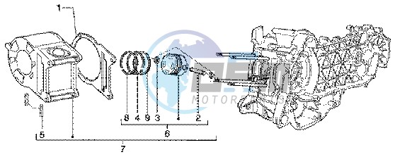 Cylinder-piston-wrist pin assy