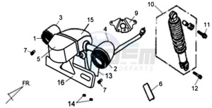 ALLO GT 25KMH 50 drawing TAIL LIGHT - REAR SUSPENSION