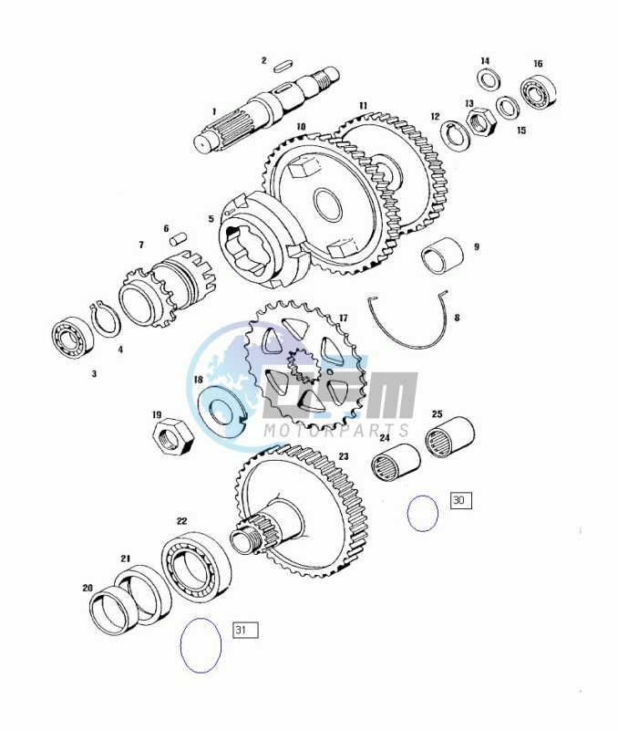 Countershaft-mainshaft