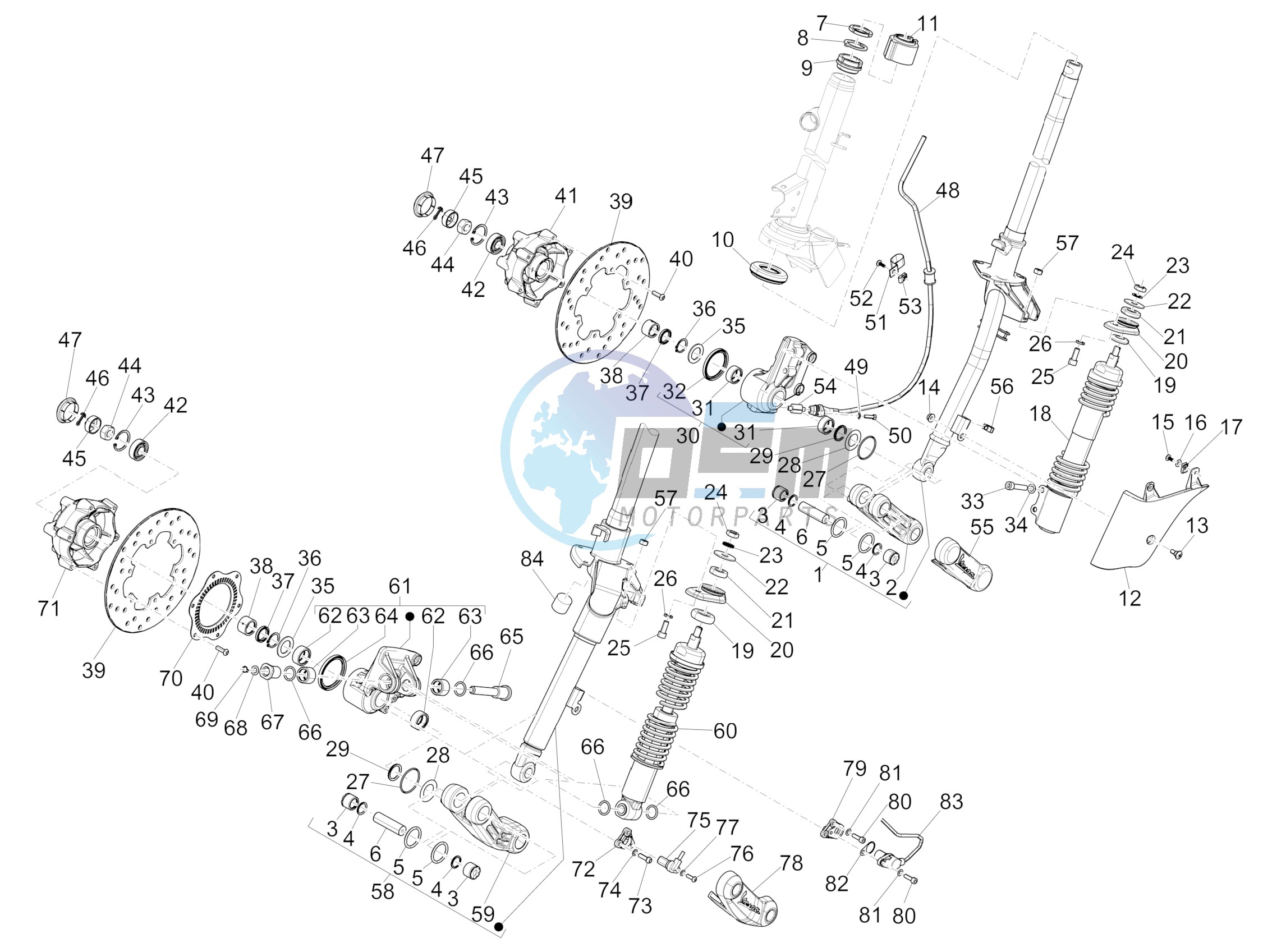 Fork/steering tube - Steering bearing unit