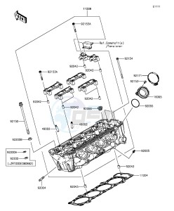 Z1000SX_ABS ZX1000MGF FR GB XX (EU ME A(FRICA) drawing Cylinder Head