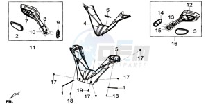 GTS 125I EURO4 SPORT L7 drawing HEAD LIGHT COVER / DASHBOARD / MIRRORS