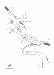 YZ125 (B4XA) drawing STEERING HANDLE & CABLE