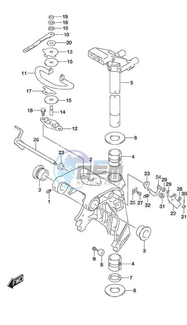 Swivel Bracket Tiller Handle w/Power Tilt