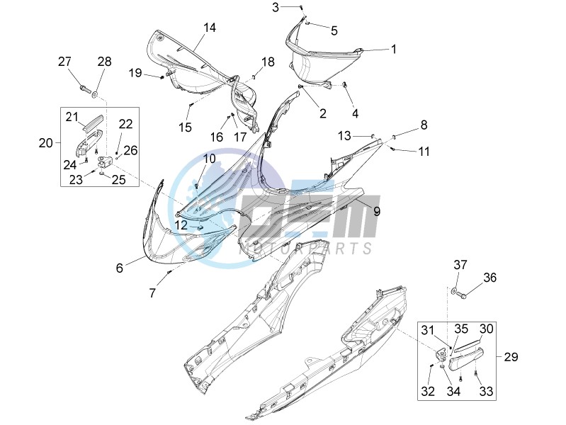 Central cover - Footrests