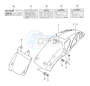 RM250 (E28) drawing REAR FENDER (MODEL N)