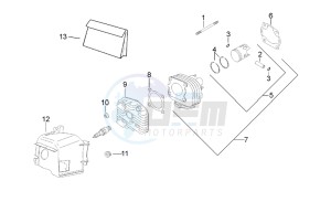 Scarabeo 50 2t (eng. Minarelli) drawing Cilinder head