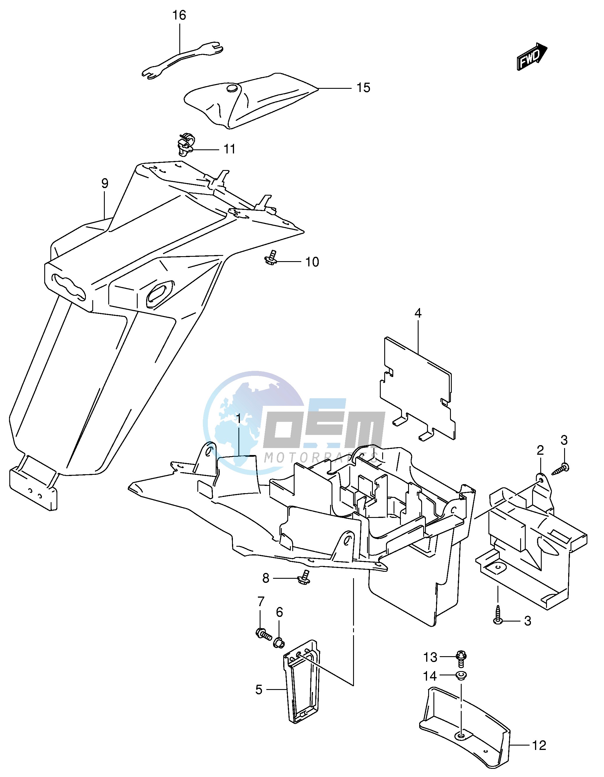 REAR FENDER (SV1000 U1 U2K3,MODEL K4 K5)