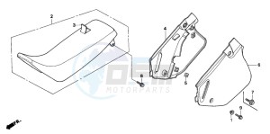 CR125R drawing SEAT/SIDE COVER (CR125RP/RR/RS/RT/RV)