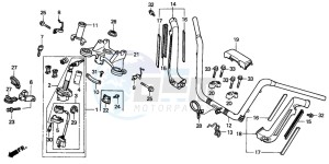 GL1500A GOLDWING ASPENCADE drawing HANDLE PIPE/TOP BRIDGE