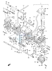 GSX600F (E2) Katana drawing CARBURETOR (SEE NOTE)