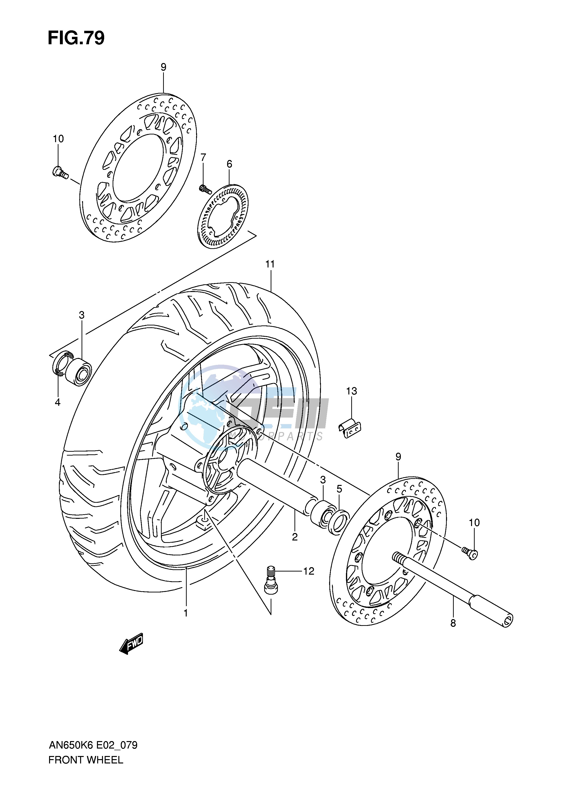 FRONT WHEEL (AN650AK6 AK7 AK8 AZK8 AK9 AL0)