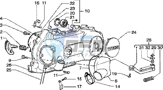 Kickstarter-crankcase cooling