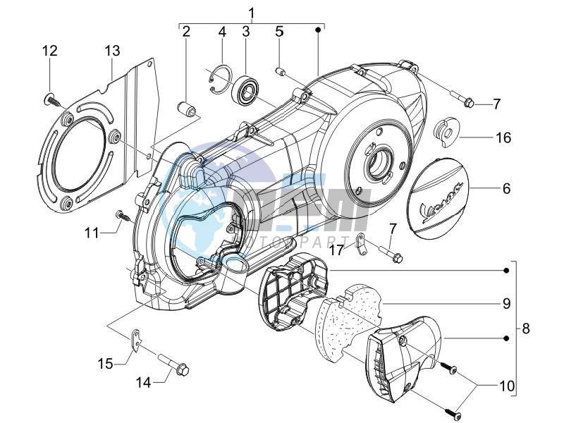 Crankcase cover and cooling