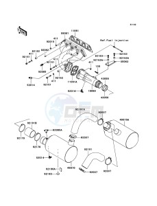 JET SKI STX-12F JT1200-D1 FR drawing Muffler(s)