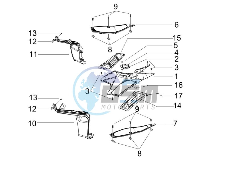 Central cover - Footrests