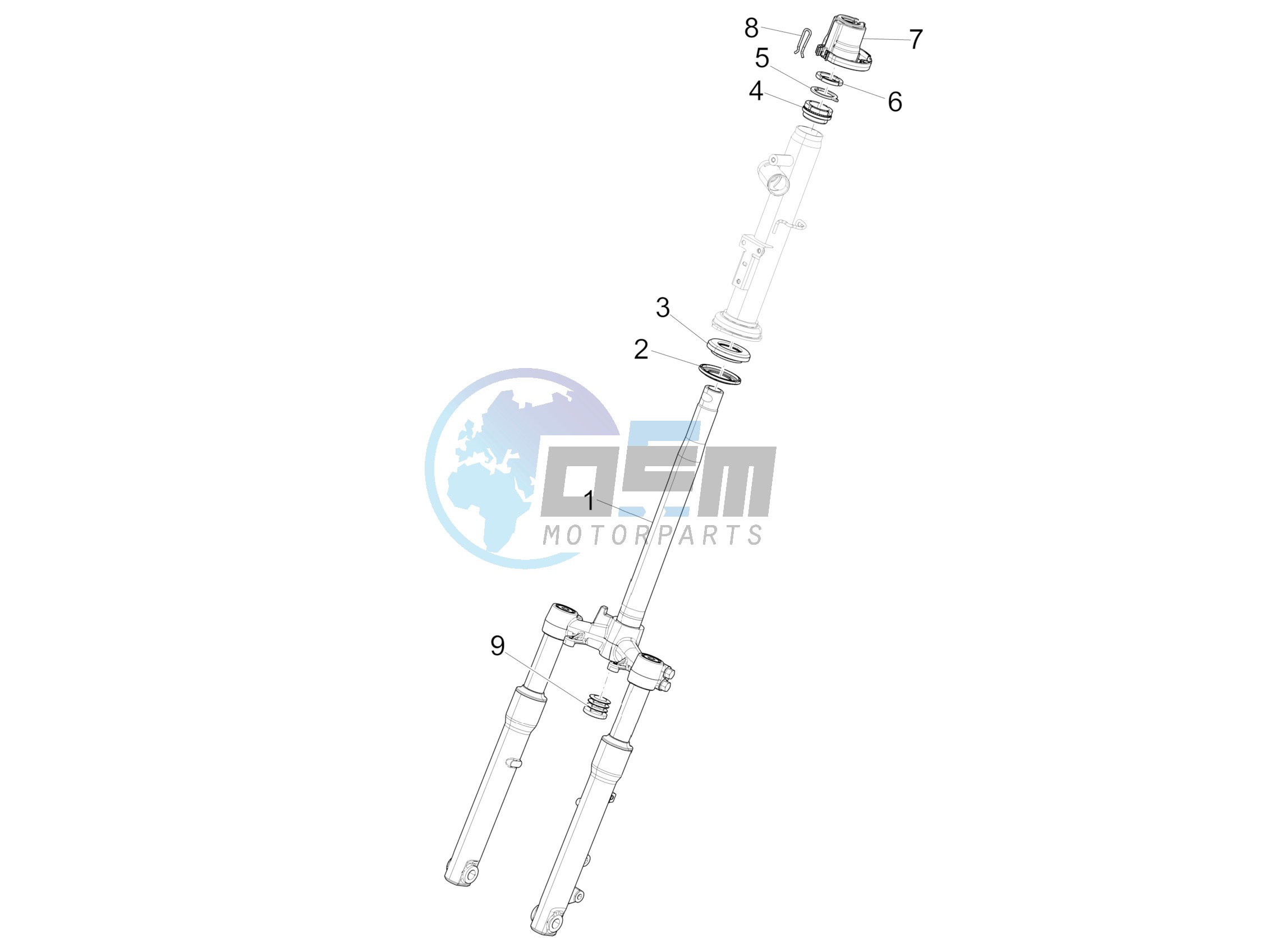 Fork/steering tube - Steering bearing unit