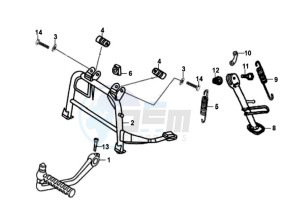 FIDDLE II 50 45KMH NEW ENGINE drawing CENTRAL STAND - SIDE STAND - KICKSTARTER PEDAL