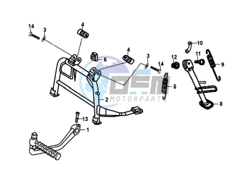 CENTRAL STAND - SIDE STAND - KICKSTARTER PEDAL