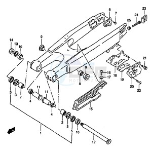 RM250 (T-V-W-X-Y) drawing REAR SWINGING ARM (MODEL W)