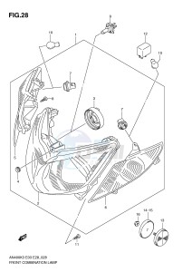 AN400 (E3-E28) Burgman drawing FRONT COMBINATION LAMP