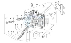 Scarabeo 50 4T 4V drawing Cylinder head - valves