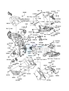 ZZR1400 ABS ZX1400B6F FR GB XX (EU ME A(FRICA) drawing Frame Fittings