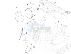 125 4T 3V ie Primavera (EMEA) (Ch, IT) drawing Front headlamps - Turn signal lamps